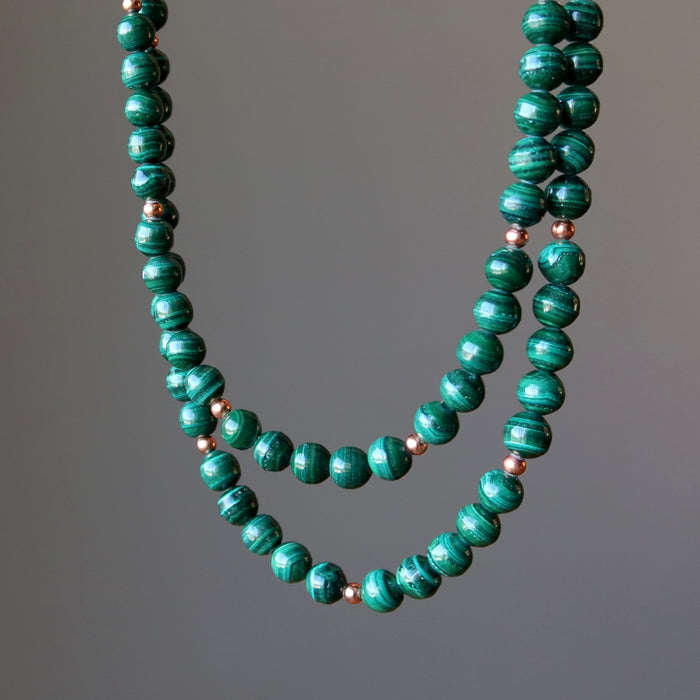 double strand malachite necklace