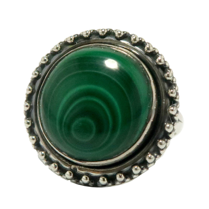 Malachite Ring Super Swirl Sterling Silver Size 8.5