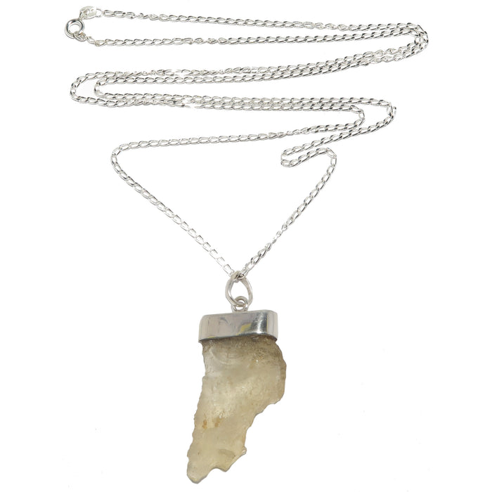 yellow libyan desert glass on sterling silver necklace