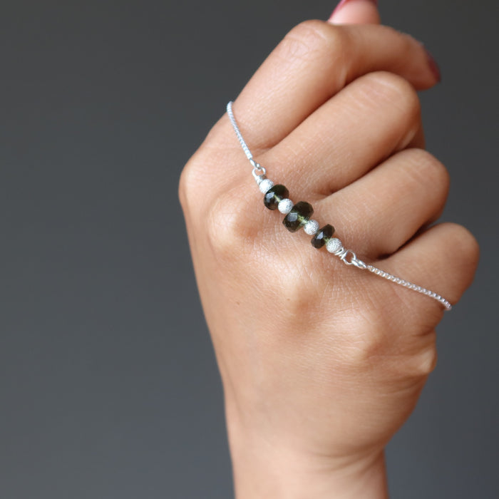 Moldavite Bracelet Halleys Comet Gem Sterling Silver