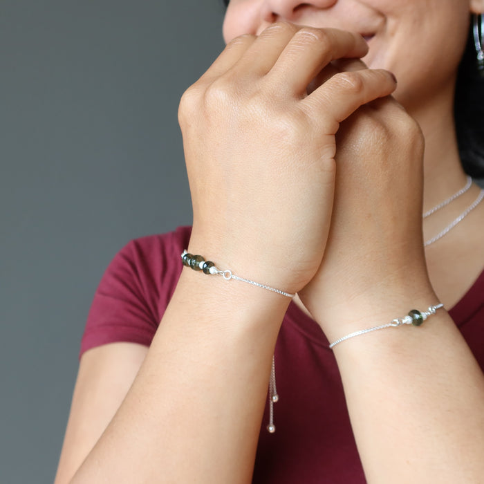 Moldavite Bracelet Halleys Comet Gem Sterling Silver