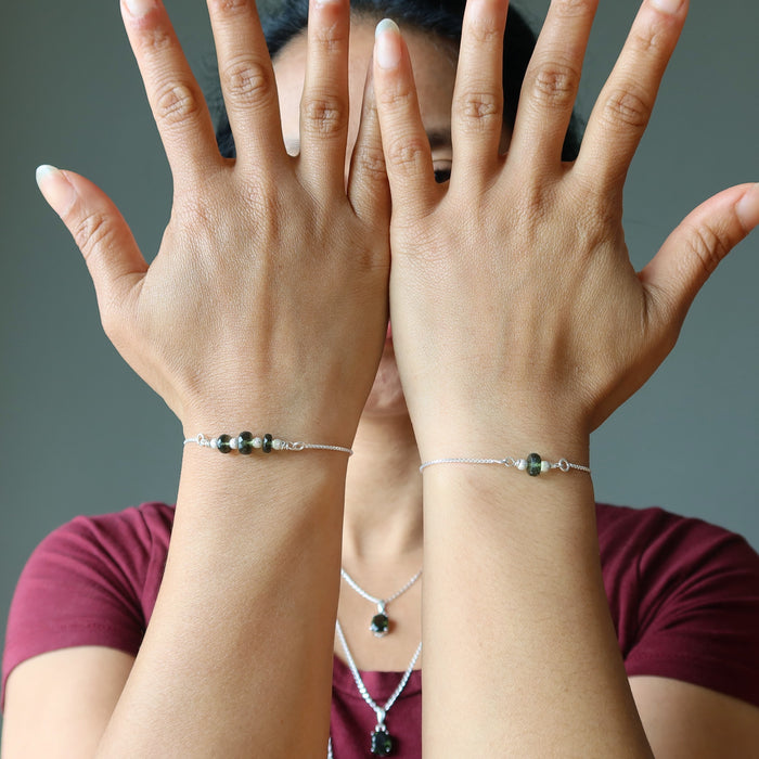Moldavite Bracelet Halleys Comet Gem Sterling Silver