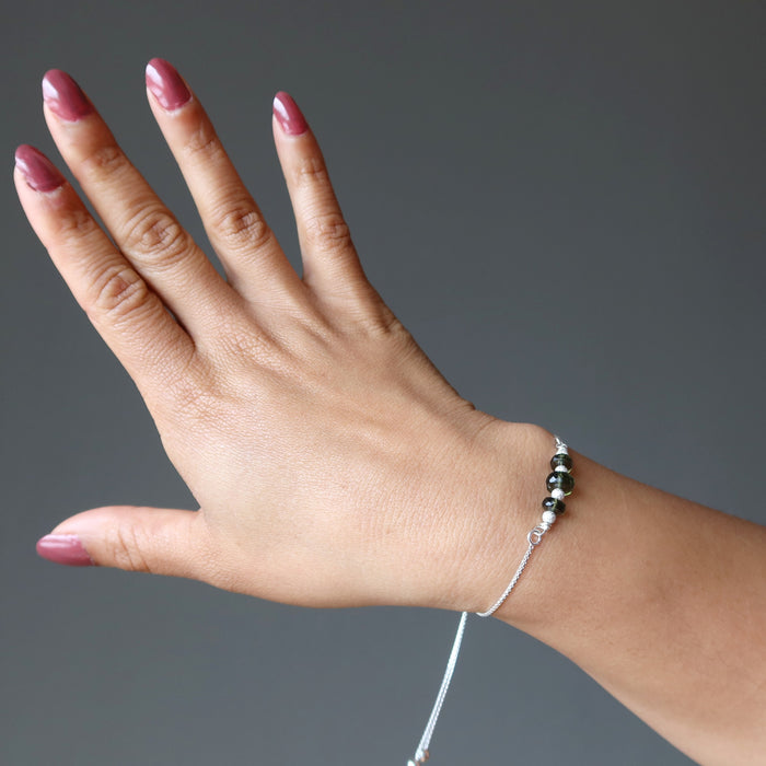 Moldavite Bracelet Halleys Comet Gem Sterling Silver