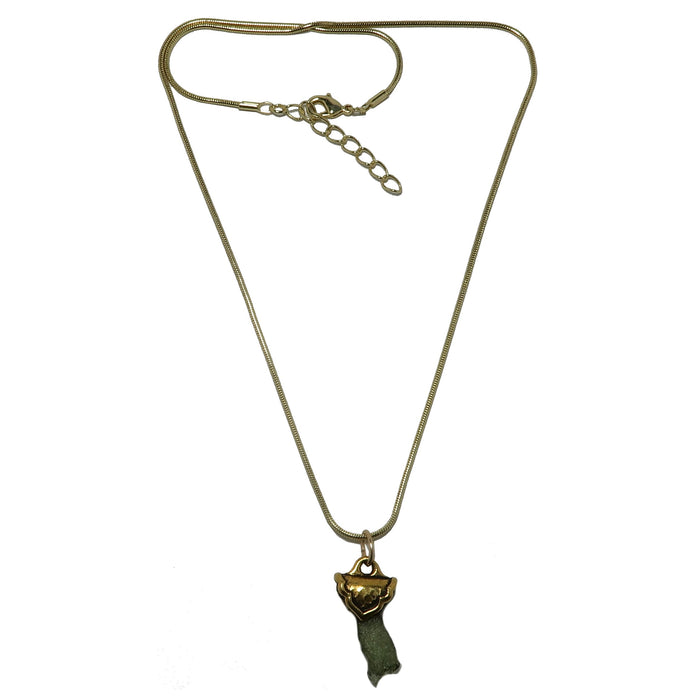Moldavite Necklace God and Goddess Gemstone Gilded Gold