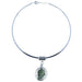 green moldavite meteorite stone in silver cage choker necklace
