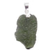 raw green moldavite on sterling silver pendant