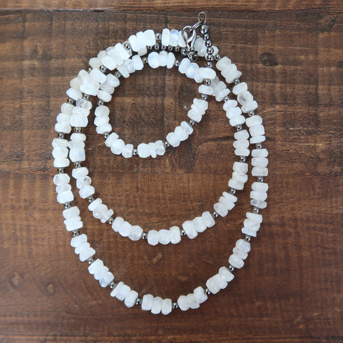 rainbow moonstone beaded necklace