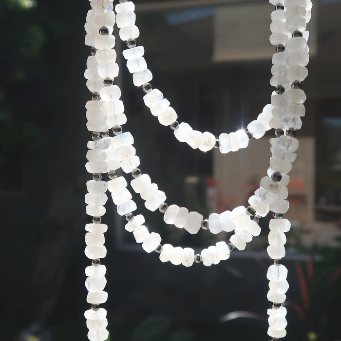 rainbow moonstone beaded necklaces