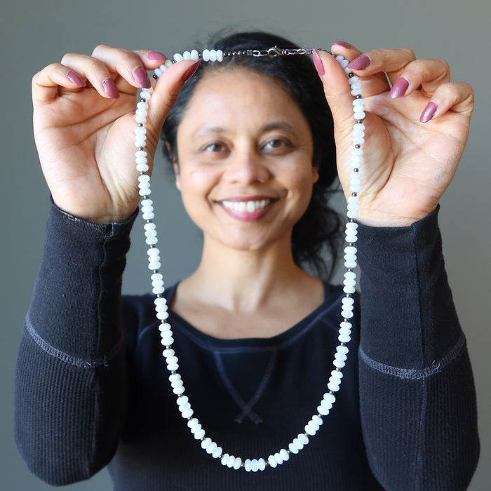 rainbow moonstone beaded necklace