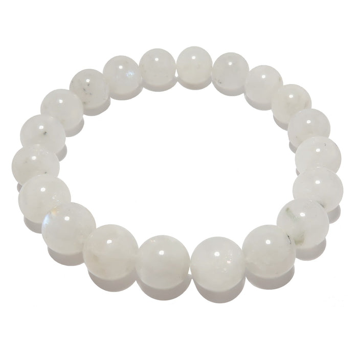 10mm white rainbow moonstone beaded stretch bracelet 