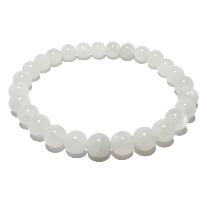 6mm white rainbow moonstone beaded stretch bracelet 