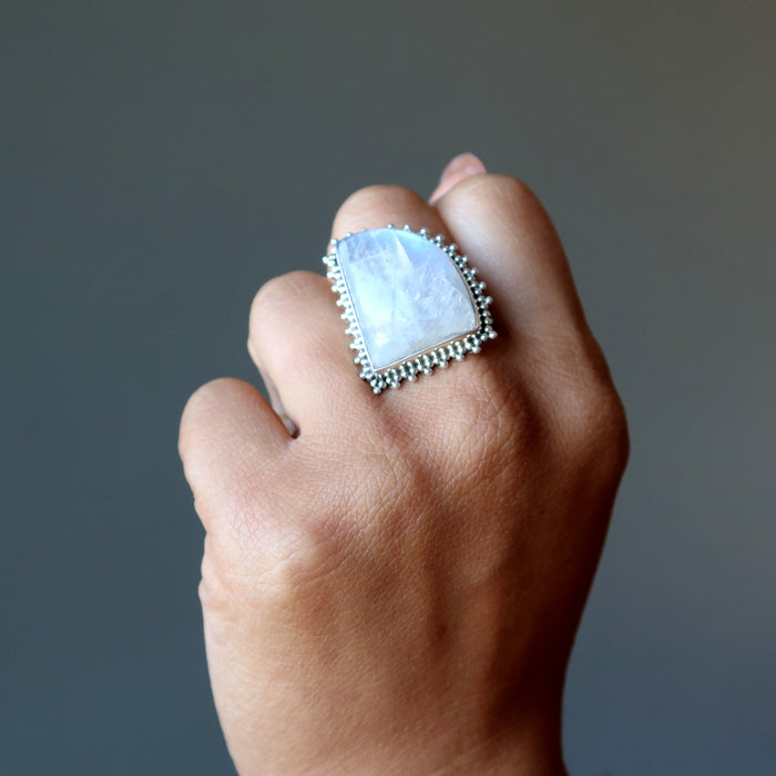 rainbow moonstone ring