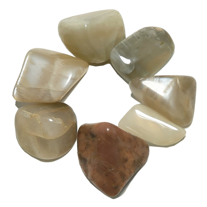 7 peach moonstone tumbled stones