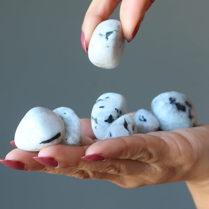tumbled moonstone tourmaline stones