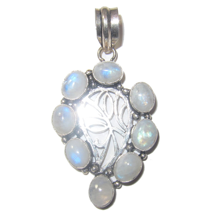 Rainbow Moonstone Pendant Moon Drop Healing Blue Gems