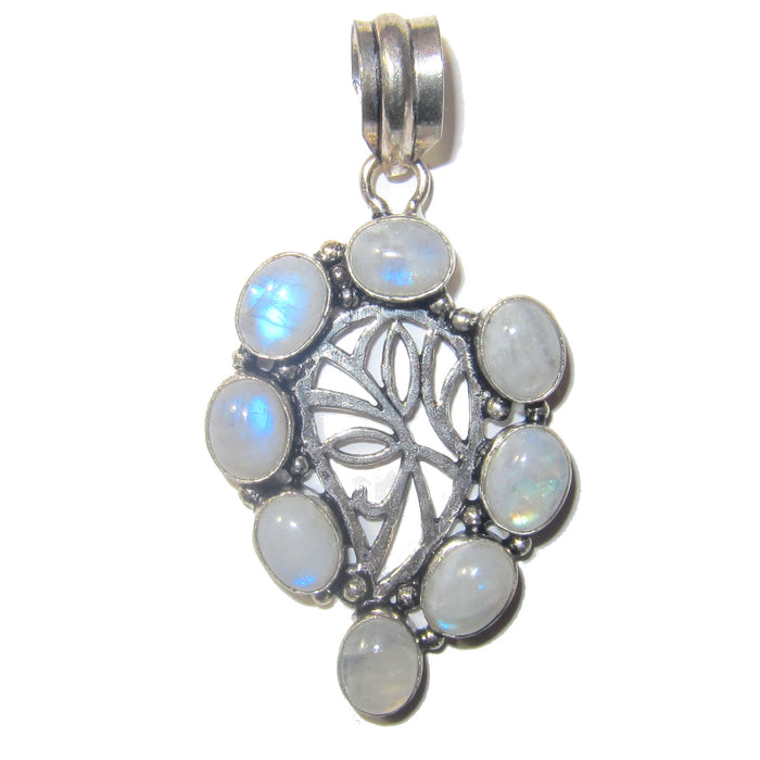 Rainbow Moonstone Pendant Moon Drop Healing Blue Gems