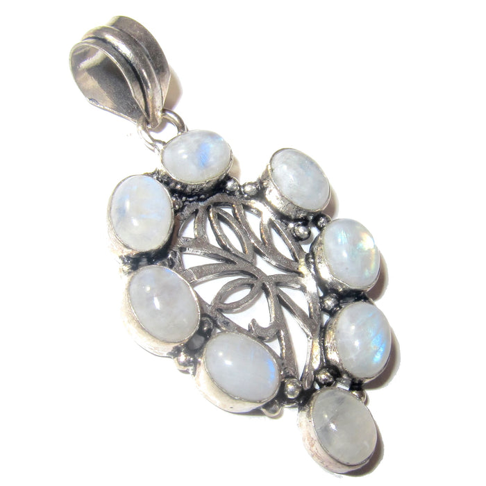 Rainbow Moonstone Pendant Moon Drop Healing Blue Gems