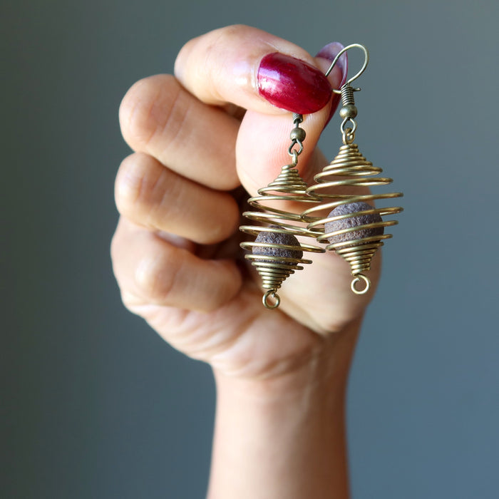 Moqui Marble Earrings Whispering Wise Shaman Stone