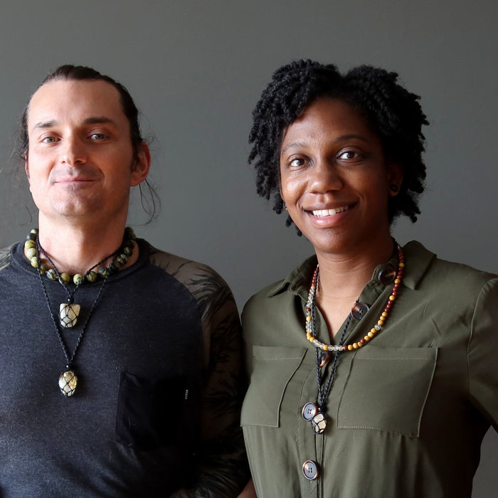 Money Necklace Set Citrine Aventurine Stone Macrame