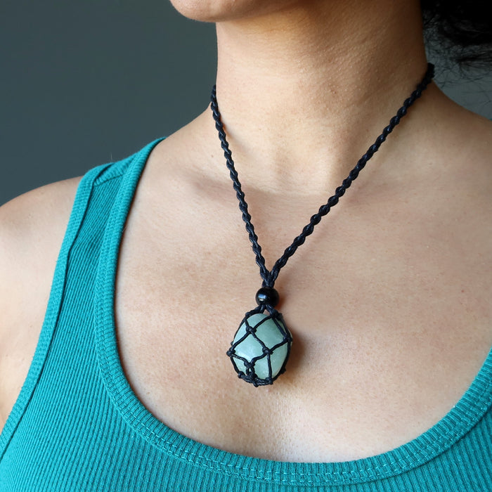 Money Necklace Set Citrine Aventurine Stone Macrame