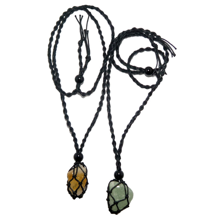 Money Necklace Set Citrine Aventurine Stone Macrame