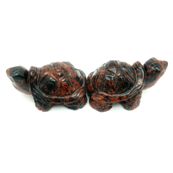 Mahogany Obsidian Turtle Set of 2 Longevity Protection Stone Pair 