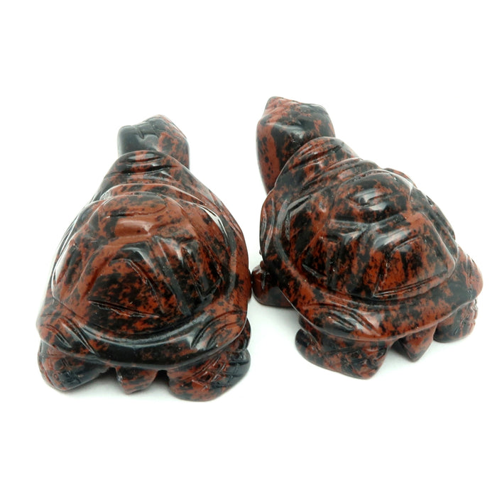 Mahogany Obsidian Turtle Set Longevity Protection Stone Pair