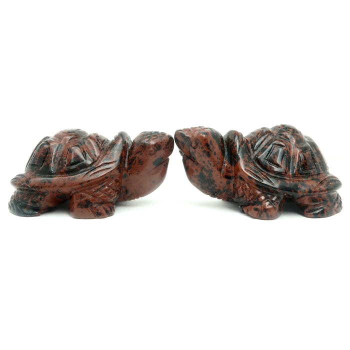Mahogany Obsidian Turtle Set of 2 Longevity Protection Stone Pair 