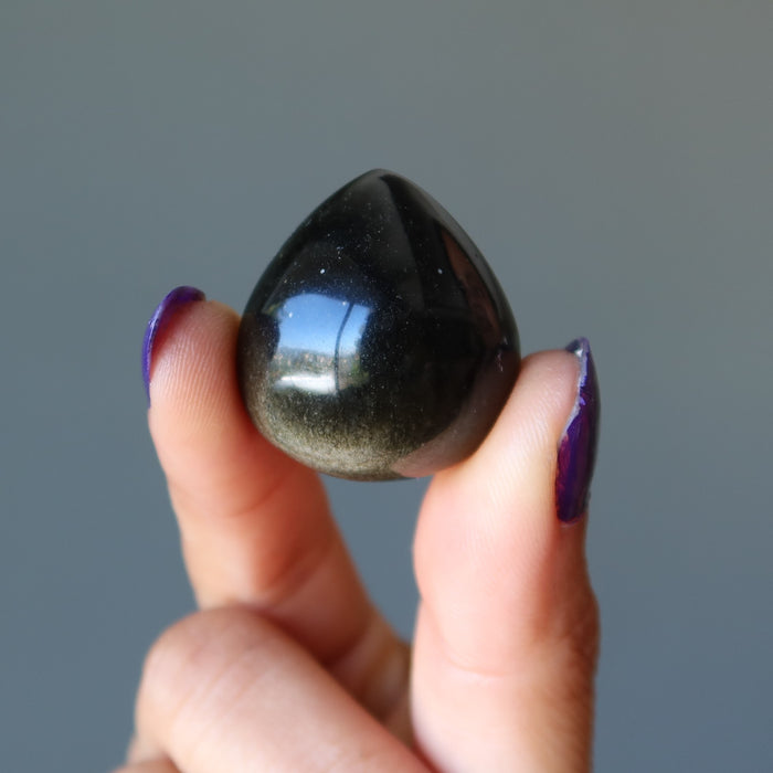 Gold Sheen Obsidian Grid Crystal Drop Drama