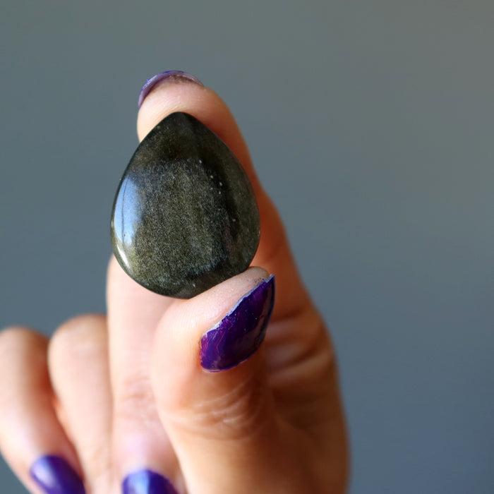 Gold Sheen Obsidian Grid Crystal Drop Drama