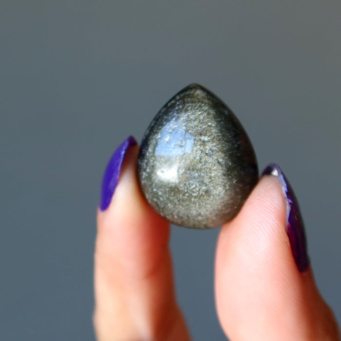 Gold Sheen Obsidian Grid Crystal Drop Drama