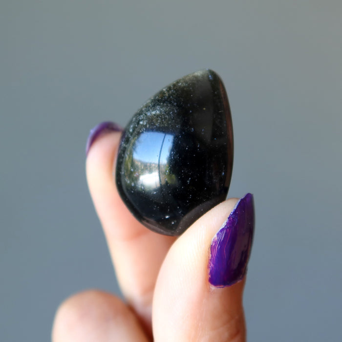 Gold Sheen Obsidian Grid Crystal Drop Drama