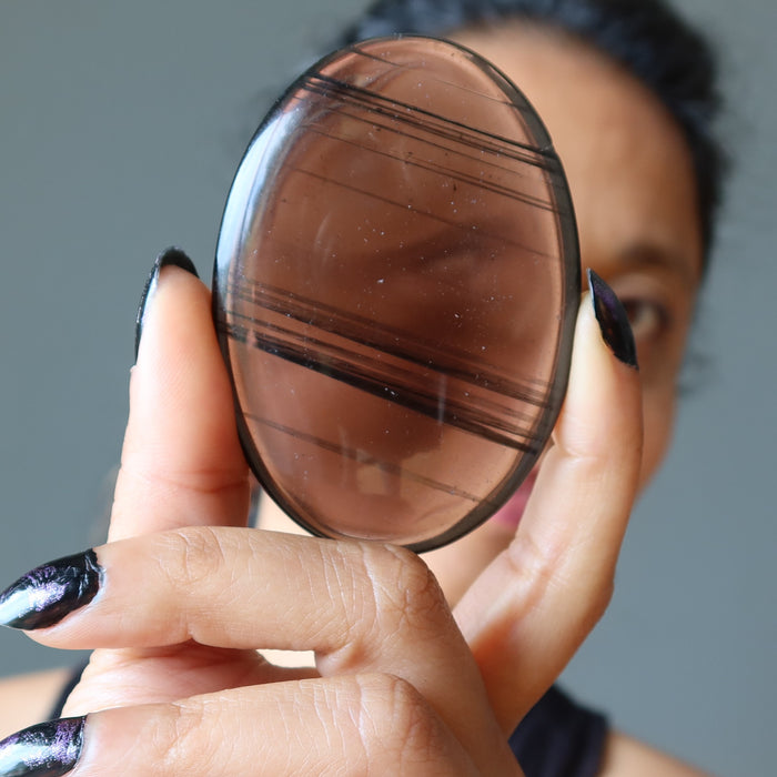 Midnight Lace Obsidian Palm Stone Worry Buster