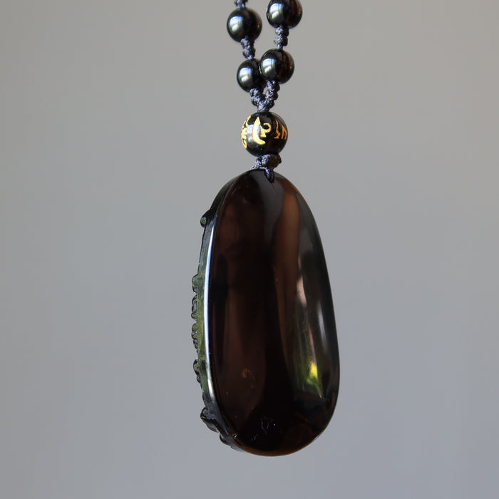 obsidian kwan yin necklace
