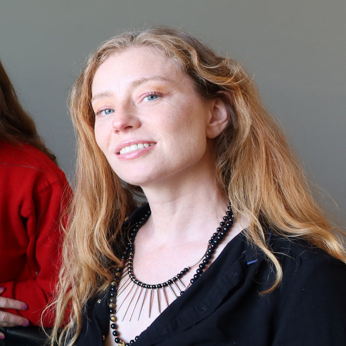 female model wearing Black Obsidian Necklace