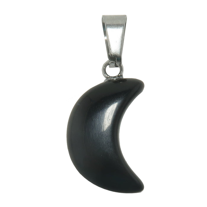 Crescent Moon Black Obsidian Pendant 