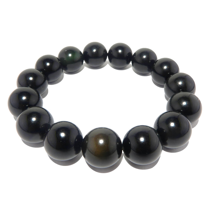 rainbow obsidian beaded stretch bracelet