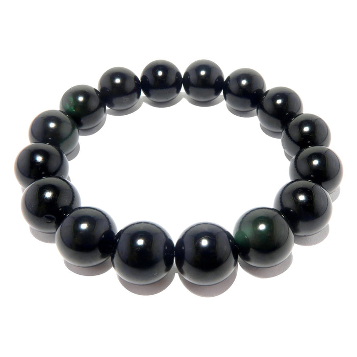 rainbow obsidian beaded stretch bracelet