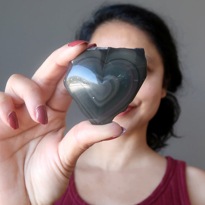 rainbow obsidian heart