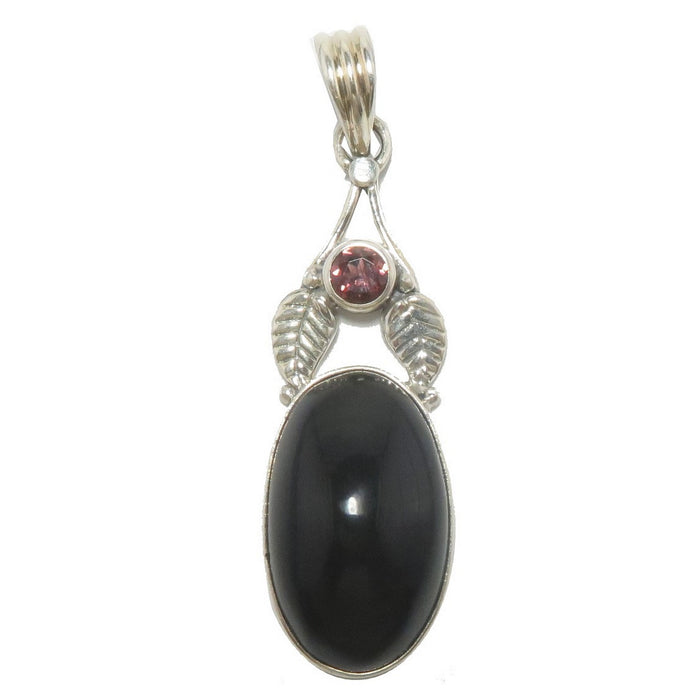 obsidian garnet pendant