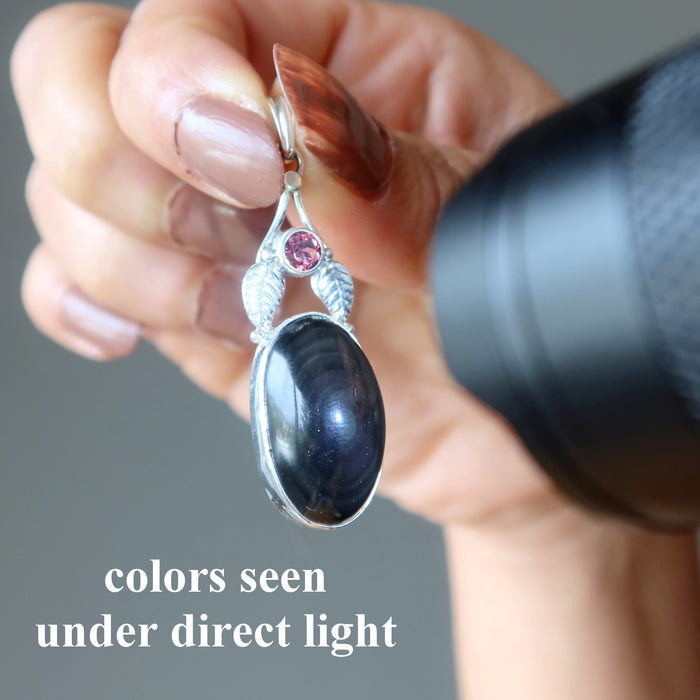 obsidian garnet pendant