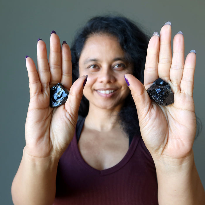 Black Obsidian Raw Crystal Set Protective Volcanic Earth