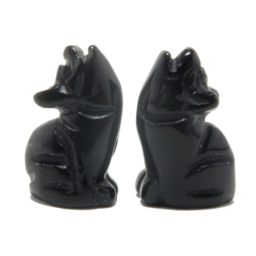 two 1" Black Obsidian Wolves 
