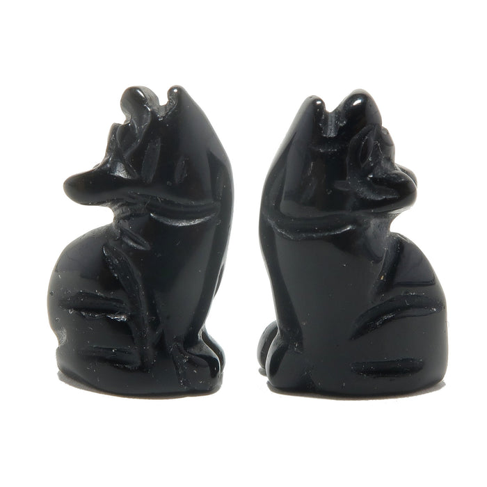 two 1" Black Obsidian Wolves 