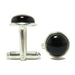 black onyx circles in silver cufflinks