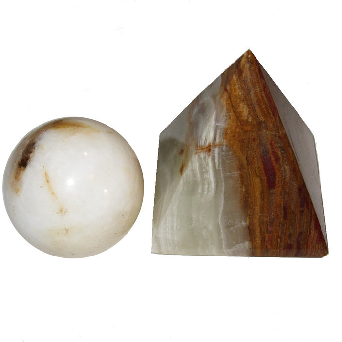 Onyx Solar Plexus Chakra Healing Set Pyramid and Sphere Stones