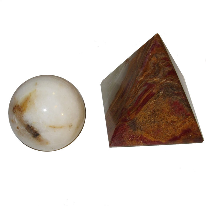 Onyx Solar Plexus Chakra Healing Set Pyramid and Sphere Stones