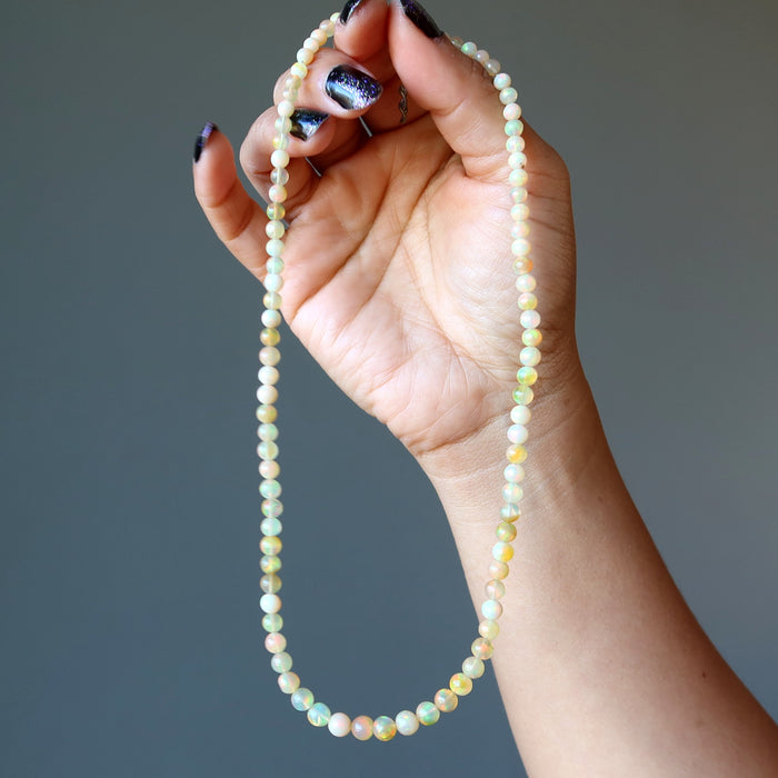 ethiopian opal beaded necklace