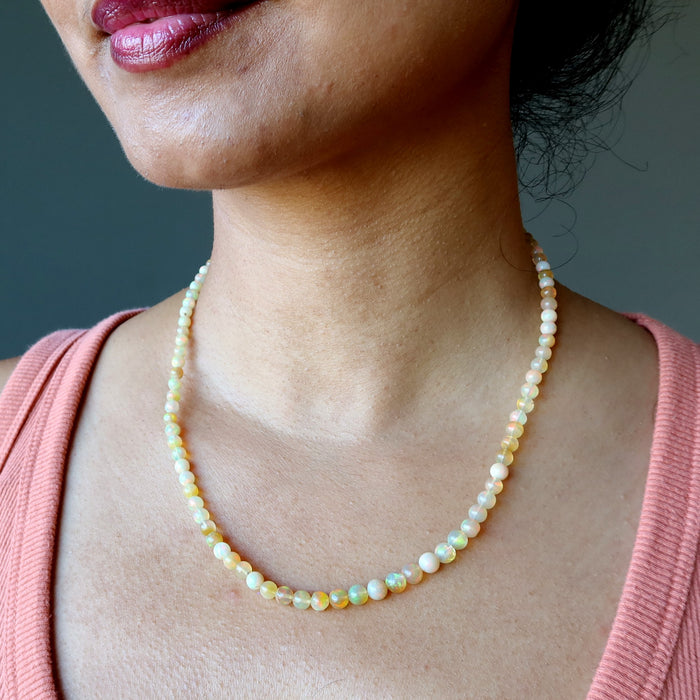 ethiopian opal beaded necklace