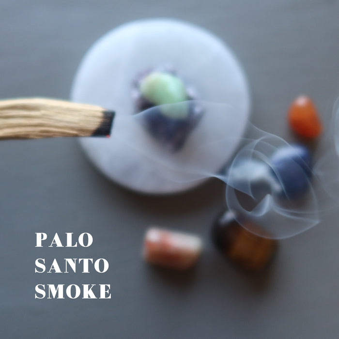palo santo stick smoking crystals